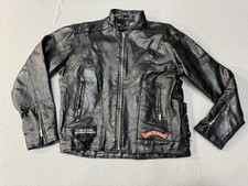Diamond Plate Buffalo Leather Jacket Mens Medium Black Motorcycle Live To Ride