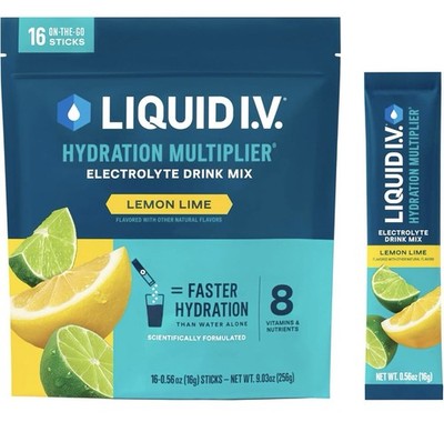 Liquid I.V. Multiplicador de hidratación, polvo de electrolitos Lemon Lime