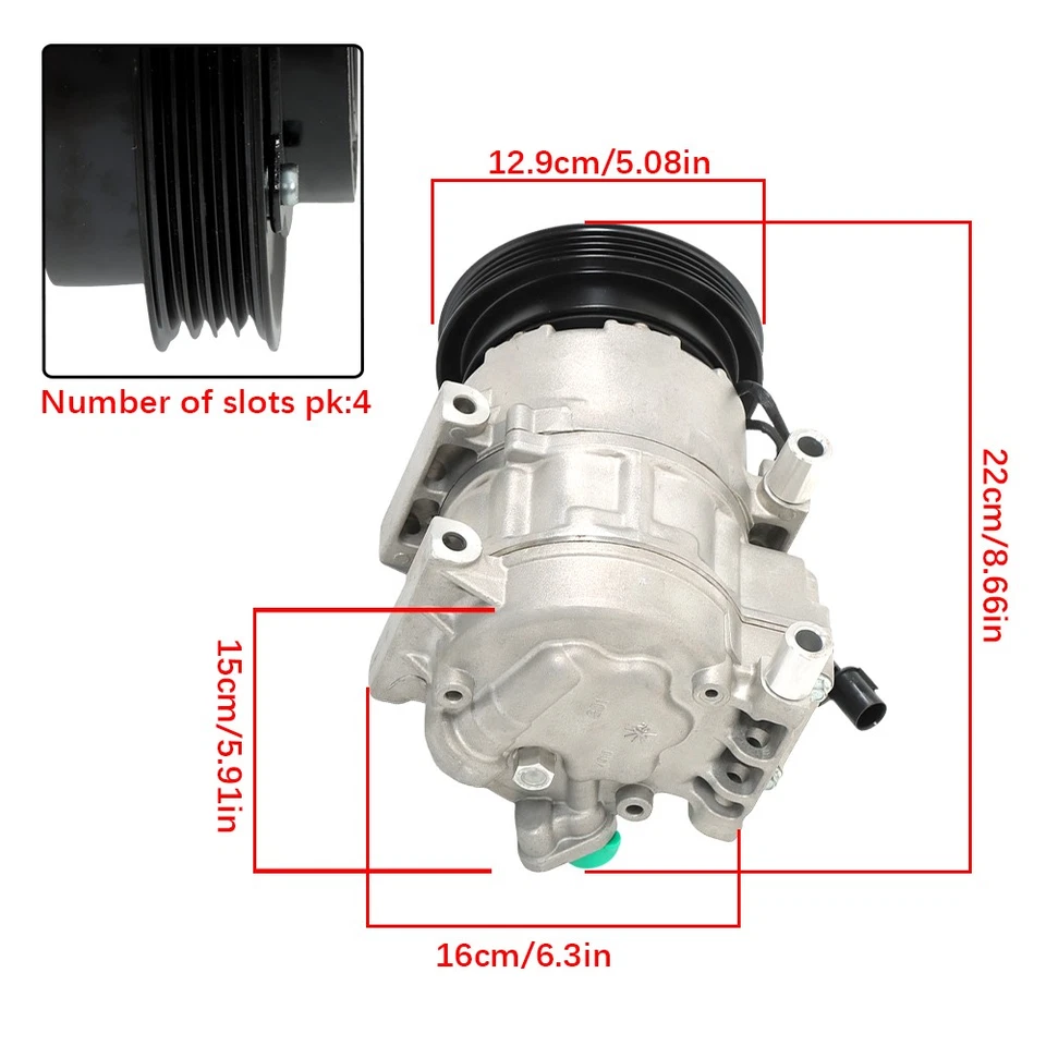 AC A/C Compressor 10361991 1010925 For 2006 2007 2008 2009 Hyundai Accent 1.6L Foto 2 de 4