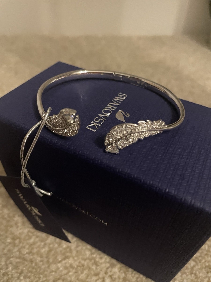 White Rhodium Plated Swarovski Mum Bangle Bracelet Swarovski Woman