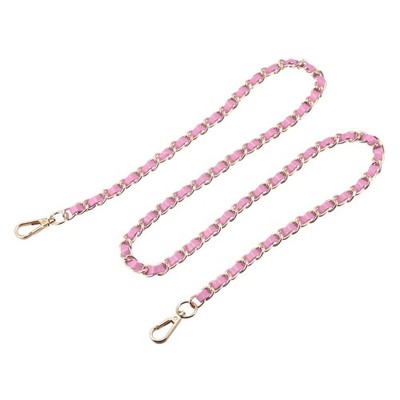 Plate Chain Strap, 47'' Leather Iron Bag Accessories with Buckles Pink