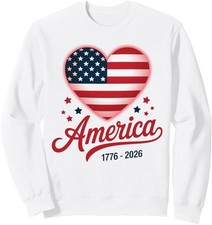 Flag Heart 1776 2026 July Fourth 250th Birthday Unisex Crewneck Sweatshirt