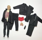 VTG MATTEL KEN DOLL #750 Brown Flocked Hair 1961 w/ red swimsuit  & cork slides
