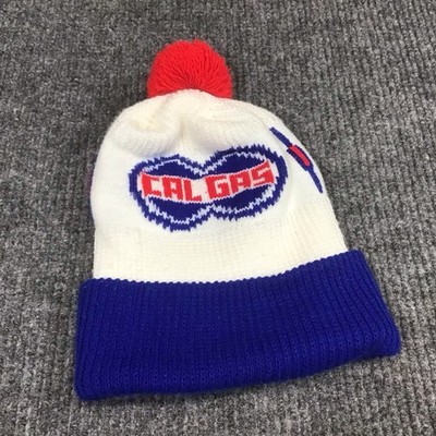 Vintage Cal Gas Beanie Knit Hat Red White And Blue  Made in USA CalGas One Size