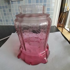Vintage Cranberry Glass Etched Lamp Shade