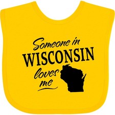 Inktastic Someone In Wisconsin Loves Me Baby Bib State Home Grandparents Kids