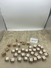 37 Rubber Ink Stamp Collection Lot, Wood Handle Letter, Numbers, Pictures