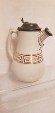 NEW HALL COFFEE POT GREEK KEY PATTERN PEWTER LID RD DIAMOND MARK 1874