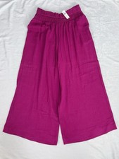 Anthropologie Smocked High Waisted Gauzy Linen Wide Leg Pants Women's Size Large