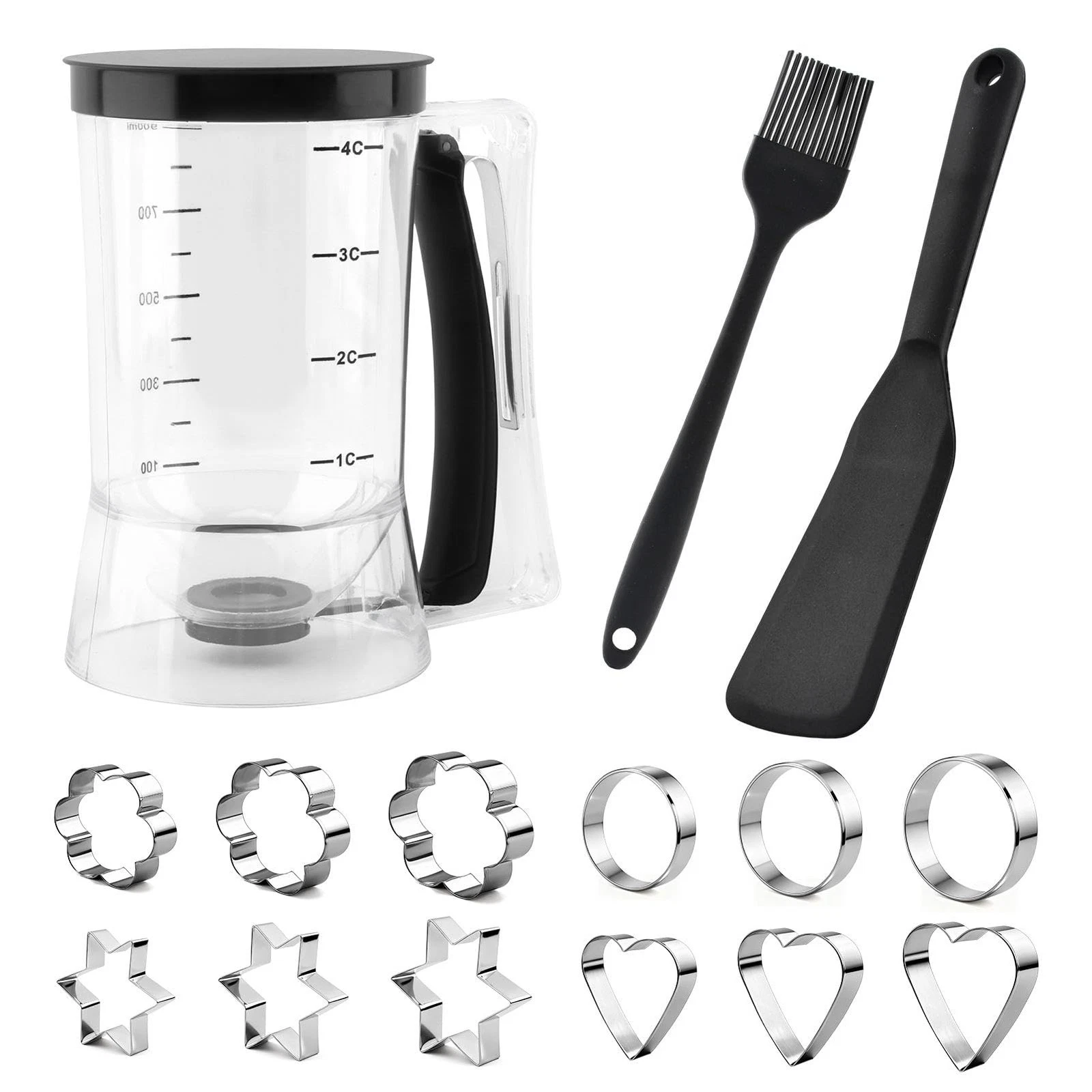 Pancake Batter Dispenser With Squeeze Handle Set, No Mess & Easy Pour, Includ...