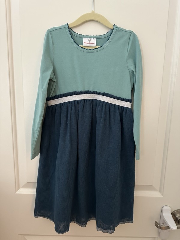 Hanna Andersson 110cm 5 Yrs Light Blue Navy Tulle Belted Dress 