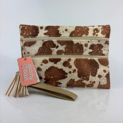 Peachy Keen Double Zipper Versi Bag Clutch Makeup Cosmetic Purse Wristlet - NWT