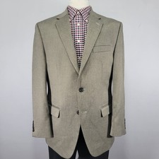 Chaps Men's Sport Coat Blazer Two Button Light Brown Herringbone Poly Blend 42R