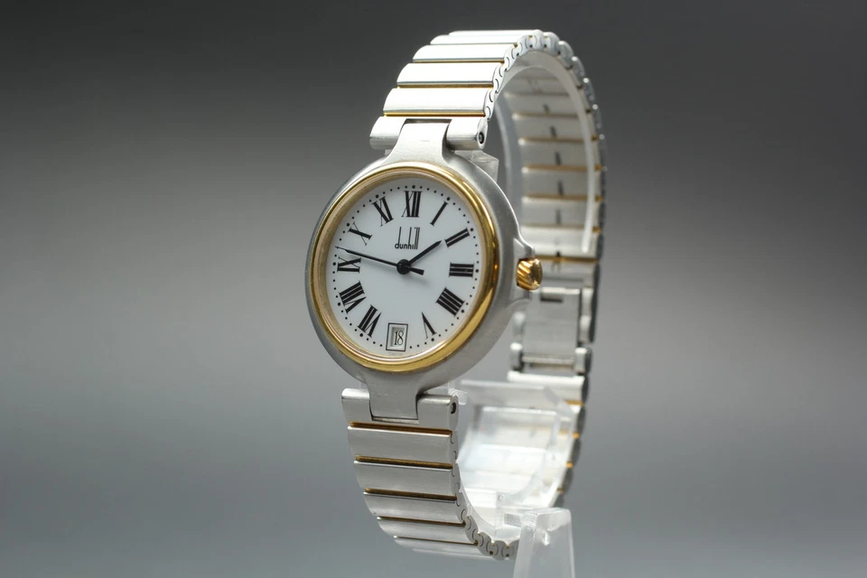 [Casi COMO NUEVO] Reloj de cuarzo Dunhill Millennium esfera romana blanca 34 mm fecha  Foto 3 de 4
