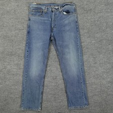 Levis 505 Jeans Mens 36x30 Blue Regular Fit Straight Leg Denim Light Wash