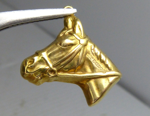Amazing Vintage 9K Gold Detailed 3D Horse head Charm Or Pendant Estate Find !