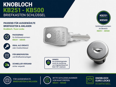 Knobloch KB251 - KB500 Briefkasten Schlüssel Ersatzschlüssel Euro Locks