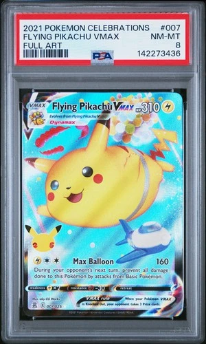 2021 POKEMON CELEBRATIONS #007 FULL ART/FLYING PIKACHU VMAX PSA 8
