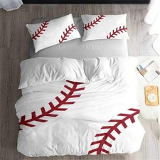 Baseball Duvet Cover Bedding Set - Soft, Colorfast, 3/4 Pieces, Queen Size