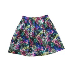 J Crew Factory Garden Floral Mini Skirt 2 Petite Colorful A-Line Preppy Lined