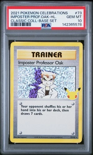 2021 POKEMON CELEBRATIONS CLASSIC COLL #73 IMPOSTER PROFESSOR OAK-HOLO PSA 10