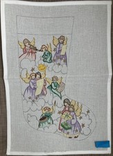 Handpainted Needlepoint Canvas Angels Stocking Must Read Description
