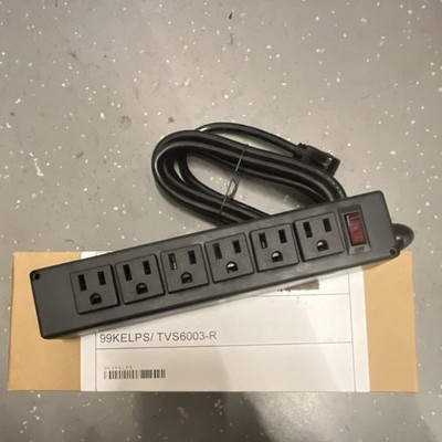 Perks 6-Outlet Power Strip Black On/Off Switch Plug Type A 99KELPS TVS6003-R