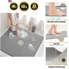 Square Shower Mat, 24 x 24 Inch Non Slip Bath Mat for Tub, Soft PVC Loofah Ba...