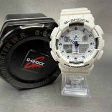 Casio G-Shock GA-100A Watch Men 51mm White Alarm Chronograph Round New Battery