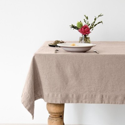 Tischdecke Leinen beige natur Leinentischdecke Tischtuch stonewashed 140x250 cm