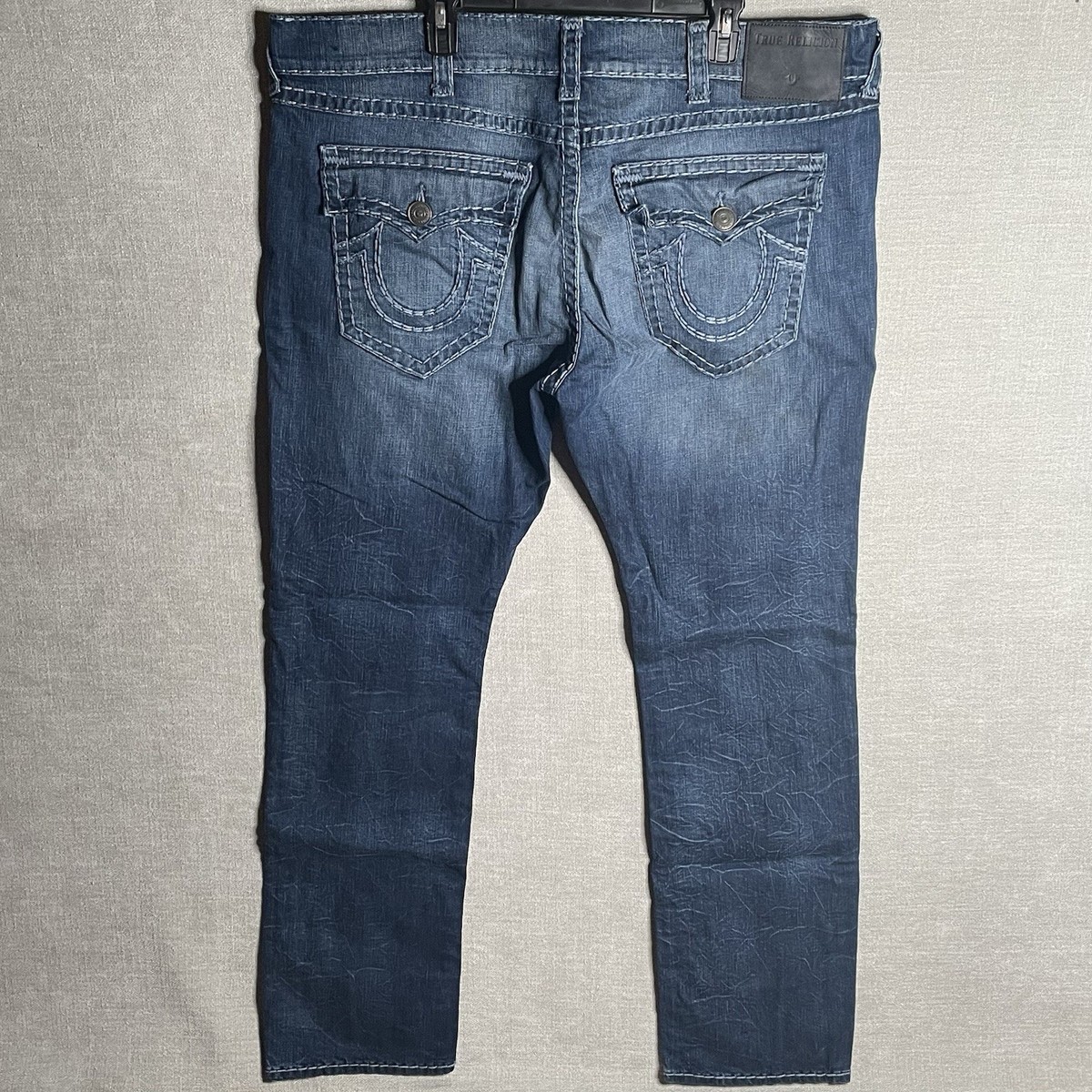 True Religion Ricky Super T Jeans Mens 46 X 32 Blue Flap Pockets