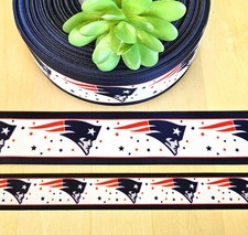 7/8  1.5" 1YD New England Patriots Grosgrain Ribbon Football