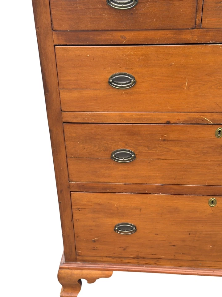 Antiguo Pa Chippendale Country Sem Alto Cómoda Ogee Pino 6 Cajones Country Foto 3 de 4