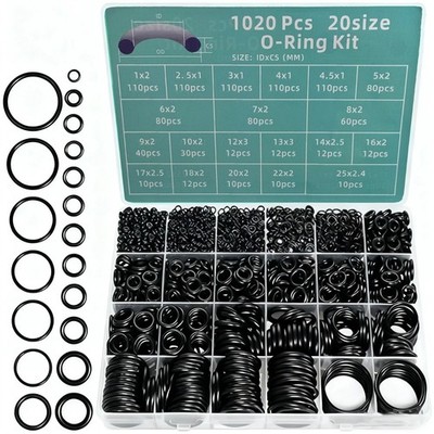 1020 Pcs O Ring Kit 20 Size Nitrile Rubber Oring Assortment Set for Car Auto Veh