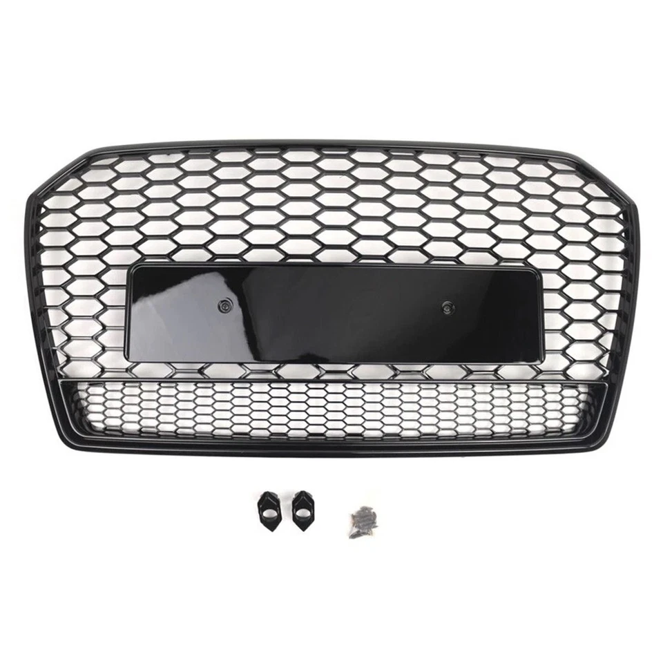 Parrilla delantera estilo RS6 para Audi A6 C7 S6 2016 2017 2018 parrilla de malla de panal ABS Foto 4 de 4