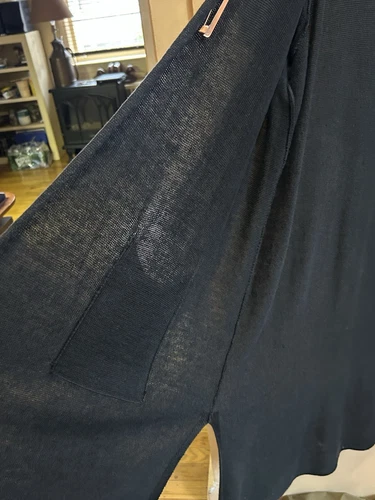 Cárdigan de algodón orgánico negro tejido plumero suéter vestido Eileen Fisher 2X 1X XL - Imagen 3 de 9