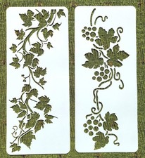 2 Pc Grape Vines Stencil Lot- Large 11.8"- Border Painting Stencil Ivy Leaves