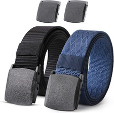 Nylon Military Tactical Men Belt 2 Pack Webbing Canvas Outdoor Web Belt with Pla