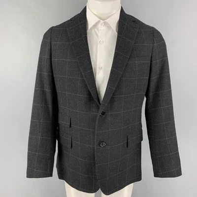 RALPH LAUREN Lila Label Größe 44 Schwarz Lila Wolle Kerbe Revers Sport Mantel - Bild 1 von 4