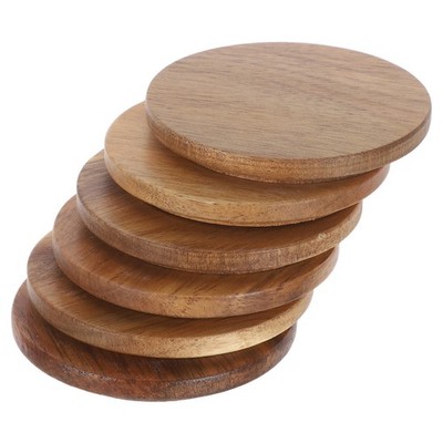 Reusable Wooden Beverage Lids Vintage Brown Acacia Wood Covers for Water Glasses
