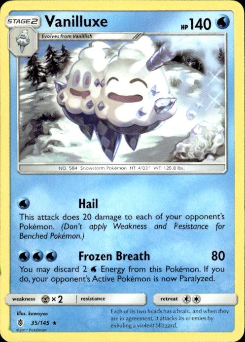 Pokemon Vanilluxe SM - Guardians Rising 35/145 Light Play LP+ or Better