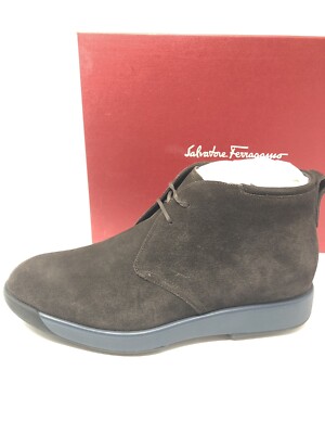 $650 New Salvatore Ferragamo Mens Shoes Brown Dorris Boots 