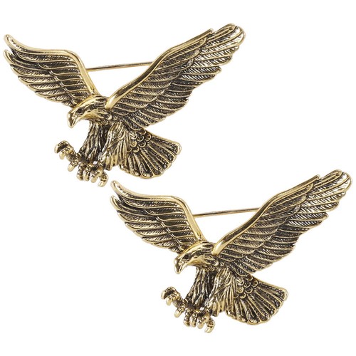2PCS Eagle Brooch Vintage Alloy Lapel Pin Clothes Accessories for Men Women - Picture 3 of 12