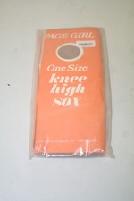 Vintage Page Girl Knee High Socks C1970's New in Pack Bamboo One Size SC37 