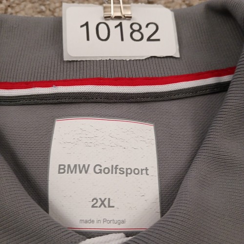 BMW Golfsprot Polo Shirt Mens 2XL Gray White Short Sleeve Knit - Picture 10 of 11