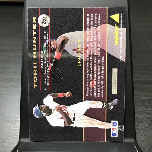 Torii Hunter (RC) Rookie Draft Pick Card 1994 Pinnacle #267 - Minnesota Twins - Picture 2 of 2