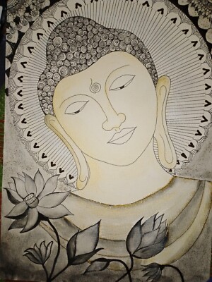 Lord Buddha Art Painting / Original Handmade Art Decor