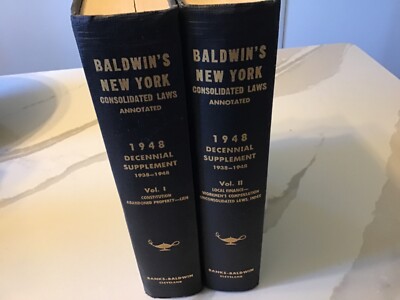 1948 Baldwins New York Consolidated Laws 2 volume set