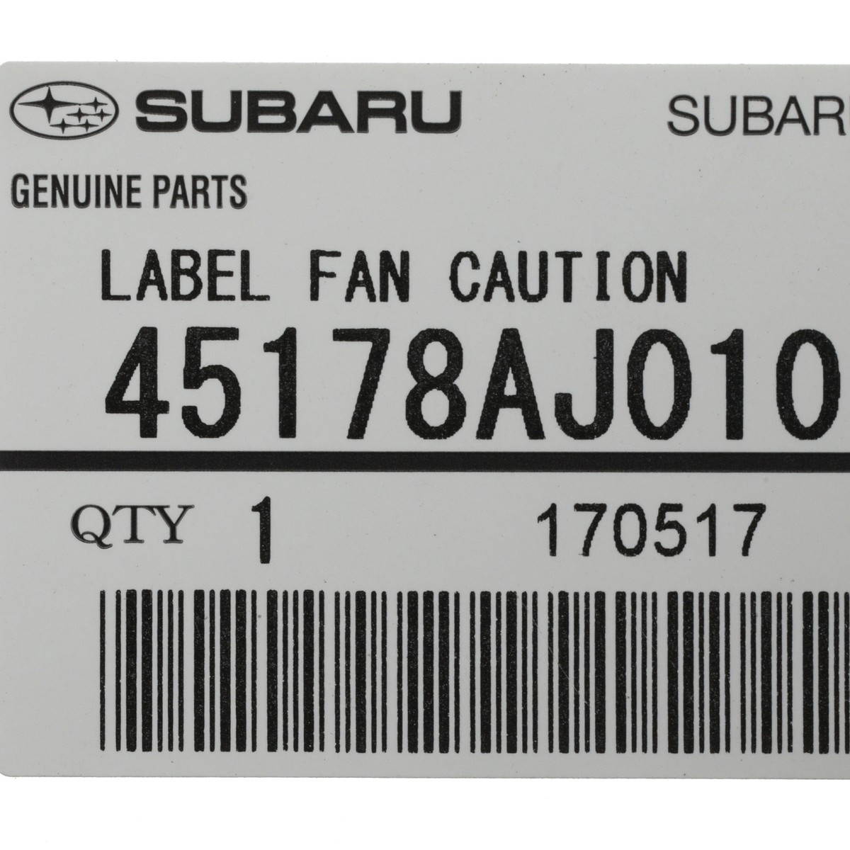 OEM NEW 1992-2023 Subaru Fan Caution Attention Warning Label