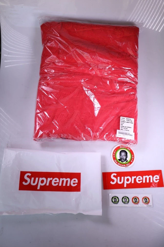 Supreme SS18 Debossed Logo Beach Towel Red New, Sealed - Image 2 of 4